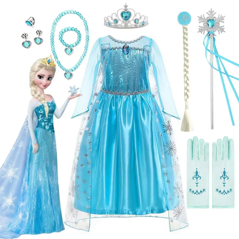 Elsa Kostüm für Kinder aus Die Eiskönigin Frozen für Fasching, Karneval, Feier etc.
