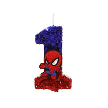 Lade das Bild in den Galerie-Viewer, Niedliche Spider-Man Geburtstag Kerze mit Jahreszahl und Spiderman Deko
