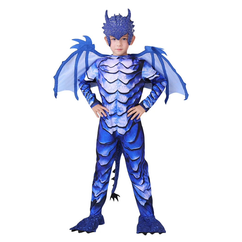 Der blaue Eisdrache Kinder Kostüm für Karneval, Fasching etc.