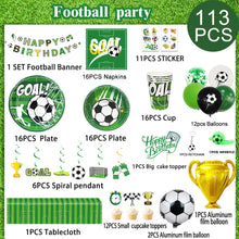 Lade das Bild in den Galerie-Viewer, Fußball Geburtstags Party Geschirr- und Deko Set, Party, Feier, Kindergeburtstag mit Fußball Motiv, 113 Teile

