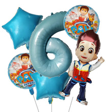 Lade das Bild in den Galerie-Viewer, Paw Patrol Kindergeburtstag 6er Ballon Set mit Jahreszahl
