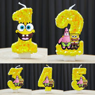 SpongeBob Schwammkopf Geburtstagskerze mit Jahreszahl für Geburtstagskuchen Torte Deko