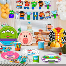 Lade das Bild in den Galerie-Viewer, Toy Story Kindergeburtstag Deko Set mit Banner, Tellern, Becher, Servietten 133 Teile
