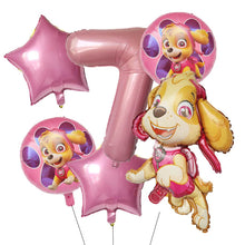 Lade das Bild in den Galerie-Viewer, Paw Patrol Kindergeburtstag 6er Ballon Set mit Jahreszahl
