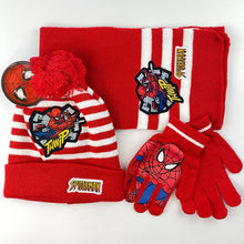 Lade das Bild in den Galerie-Viewer, Spiderman Herbst Winter Set mit Mütze, Schal, Handschuhen - viele Motive
