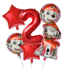 Lade das Bild in den Galerie-Viewer, Paw Patrol Kindergeburtstag 6er Ballon Set mit Jahreszahl
