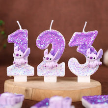 Lade das Bild in den Galerie-Viewer, Pinke Angel und Lilo &amp; Stitch Geburtstagskerzen mit Jahreszahl
