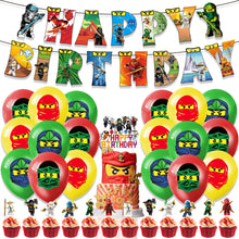 Lade das Bild in den Galerie-Viewer, Ninjago Kindergeburtstag Deko Set mit Ballons, Banner, Kuchen-Topper
