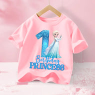 Pinkes Elsa Eiskönigin Frozen Geburtstags T-Shirt mit Jahreszahl für Kinder