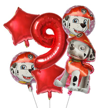 Lade das Bild in den Galerie-Viewer, Paw Patrol Kindergeburtstag 6er Ballon Set mit Jahreszahl
