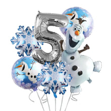 Lade das Bild in den Galerie-Viewer, Frozen Eiskönigin Geburtstag Ballon Set mit Olaf und Jahreszahl
