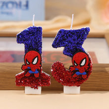 Lade das Bild in den Galerie-Viewer, Niedliche Spider-Man Geburtstag Kerze mit Jahreszahl und Spiderman Deko
