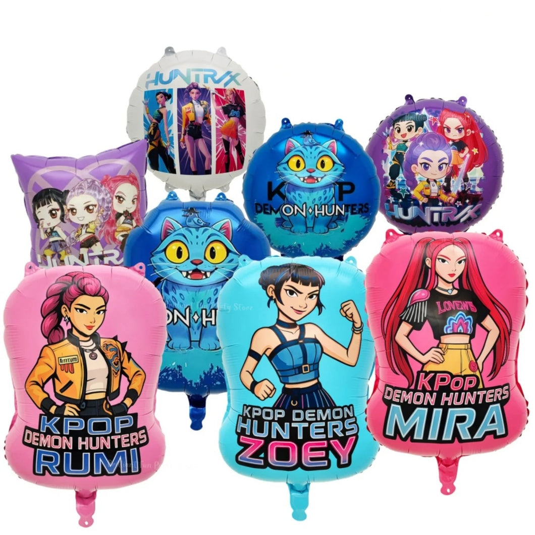 8 Stk. Luftballons in Kpop Demon Hunters Huntrx Motiven mit Zoey, Rumi, Mira, für Feier und Geburtstag