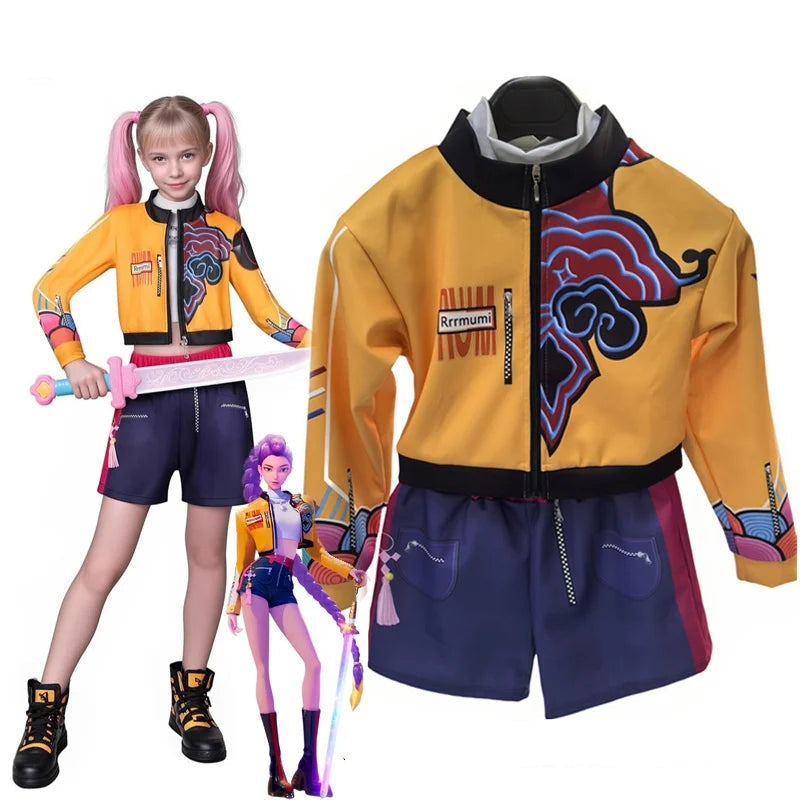 K-Pop Demon Hunters Rumi Kostüm für Kinder, Cosplay für Halloween, Fasching, Karneval
