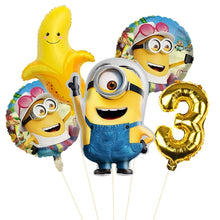Lade das Bild in den Galerie-Viewer, Minions Ballons für den Kindergeburtstag mit Jahreszahl

