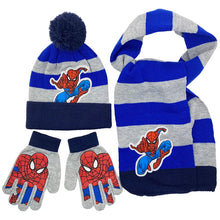 Lade das Bild in den Galerie-Viewer, Spiderman Herbst Winter Set mit Mütze, Schal, Handschuhen - viele Motive
