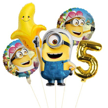 Lade das Bild in den Galerie-Viewer, Minions Ballons für den Kindergeburtstag mit Jahreszahl
