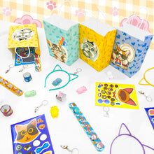 Lade das Bild in den Galerie-Viewer, Katzen-Partygeschenke, 72-teiliges Kitty-Party Geschenkset mit Katzen-Geschenktüten, Aufklebern, Schlüsselanhängern
