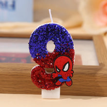 Lade das Bild in den Galerie-Viewer, Niedliche Spider-Man Geburtstag Kerze mit Jahreszahl und Spiderman Deko
