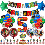 Ninjago Kindergeburtstag Deko Set mit Ballons, Banner, Kuchen-Topper