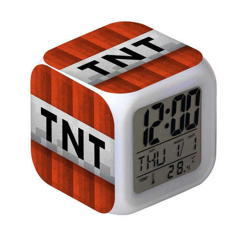 Minecraft TNT Block Wecker mit LED Uhr und Farbwechsel kaufen