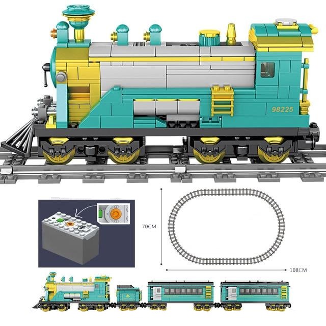 Dampflok Zug Baustein Technik Set mit Gleisen, Wagons und Motor kaufen