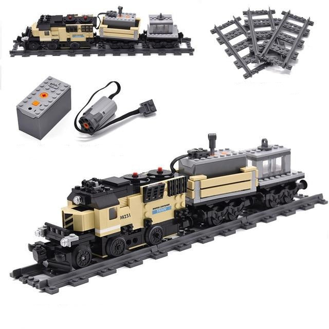 Baustein Technik Eisenbahn Zug Set mit Gleisen und Motor kaufen
