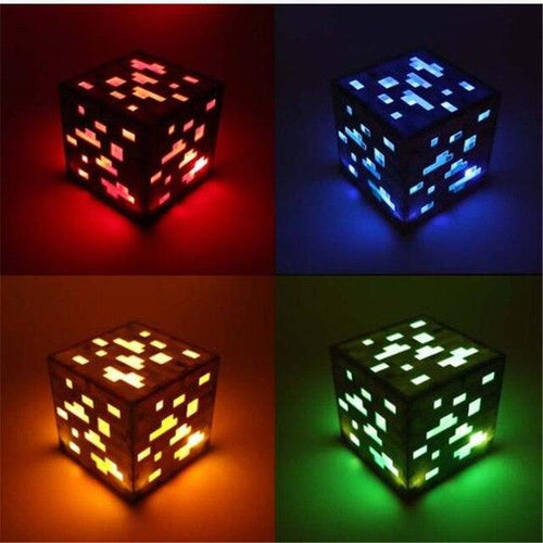 Minecraft Würfel Lampe Set mit 4 Nachtlicht in Rot, Blau, Grün und Gelb kaufen
