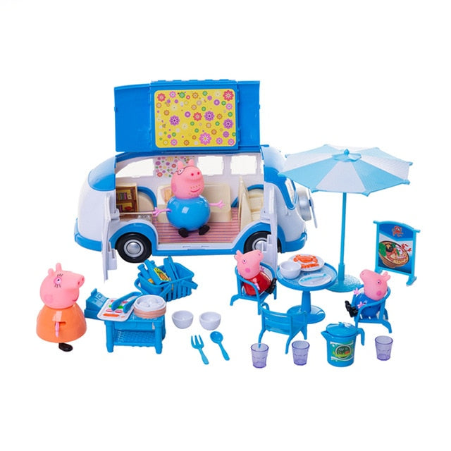 Peppa Wutz Spielzeug Set - Blauer Camping Bus mit Grill und Zubehör kaufen