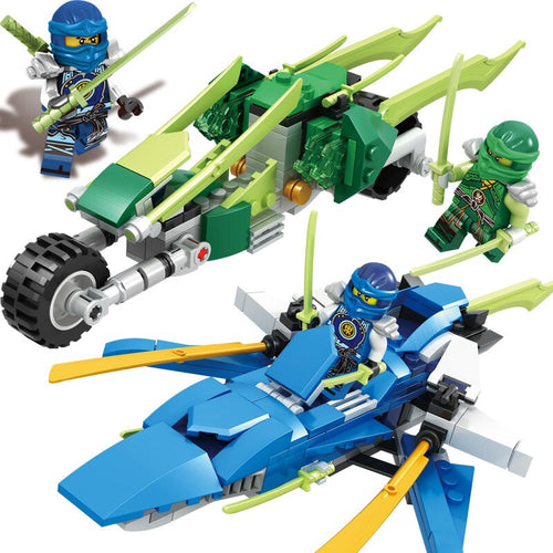 Ninja Jay und Lloyds Power-Flitzer mit Flugzeug- und Fahrradrennfahrern, Bauset kaufen