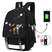 Lade das Bild in den Galerie-Viewer, Minecraft Rucksack Tasche Schul Tornister mit USB Ladefunktion kaufen
